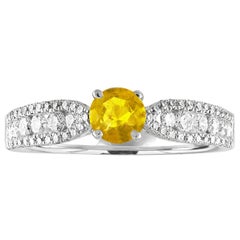 Bague en or avec diamants et saphir jaune de 0,42 carat certifié AGL
