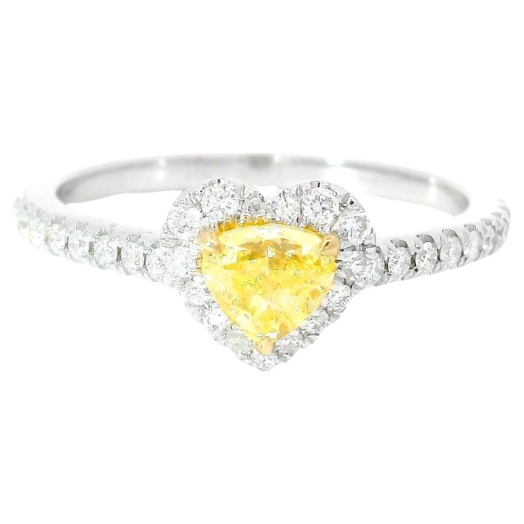 AGL Certified 0.435 Carat Fancy Intense Yellow SI Clarity Diamond Ring