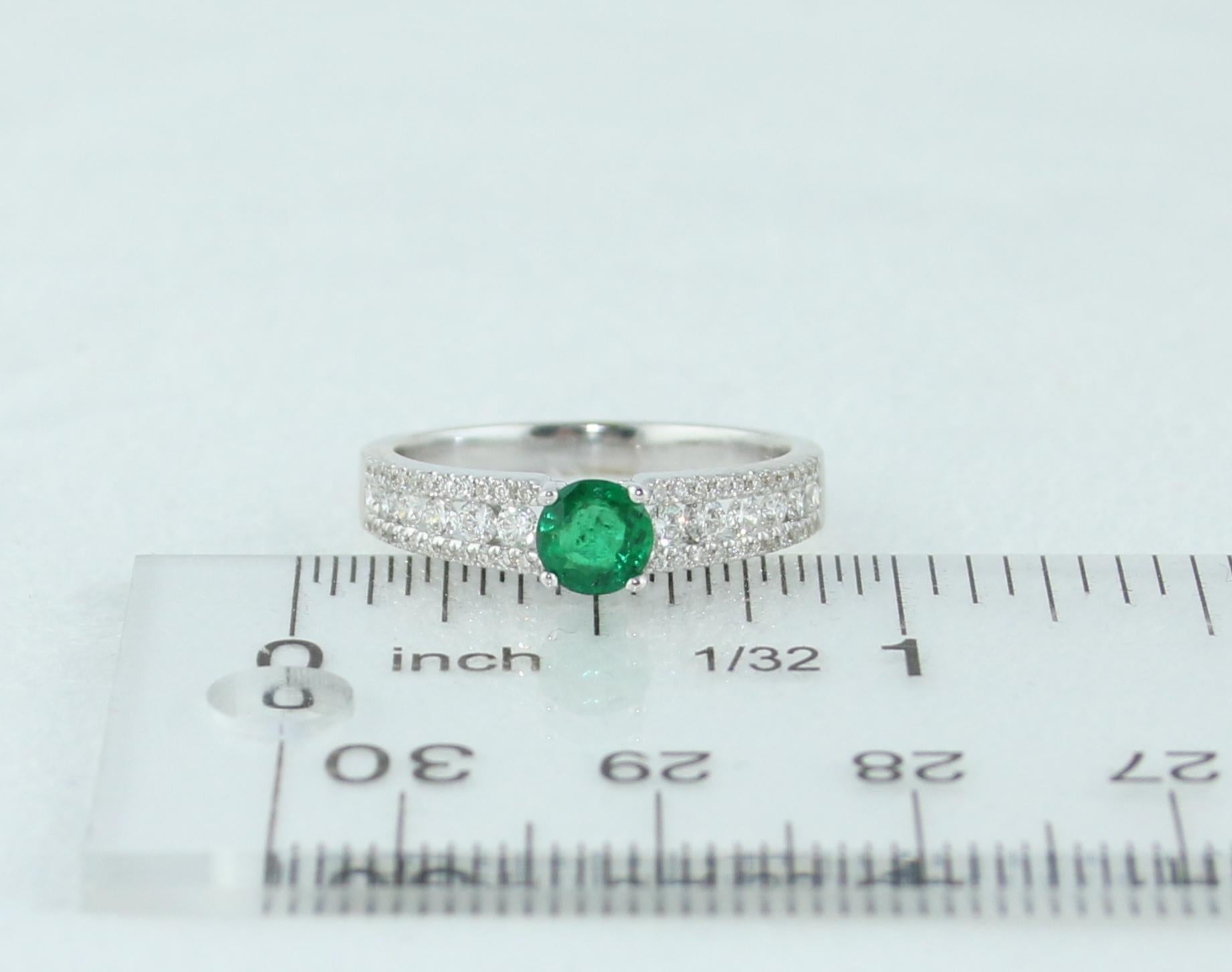 AGL Certified 0.44 Carat Emerald Diamond Gold Ring For Sale 3