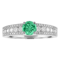 AGL Certified 0.44 Carat Emerald Diamond Gold Ring