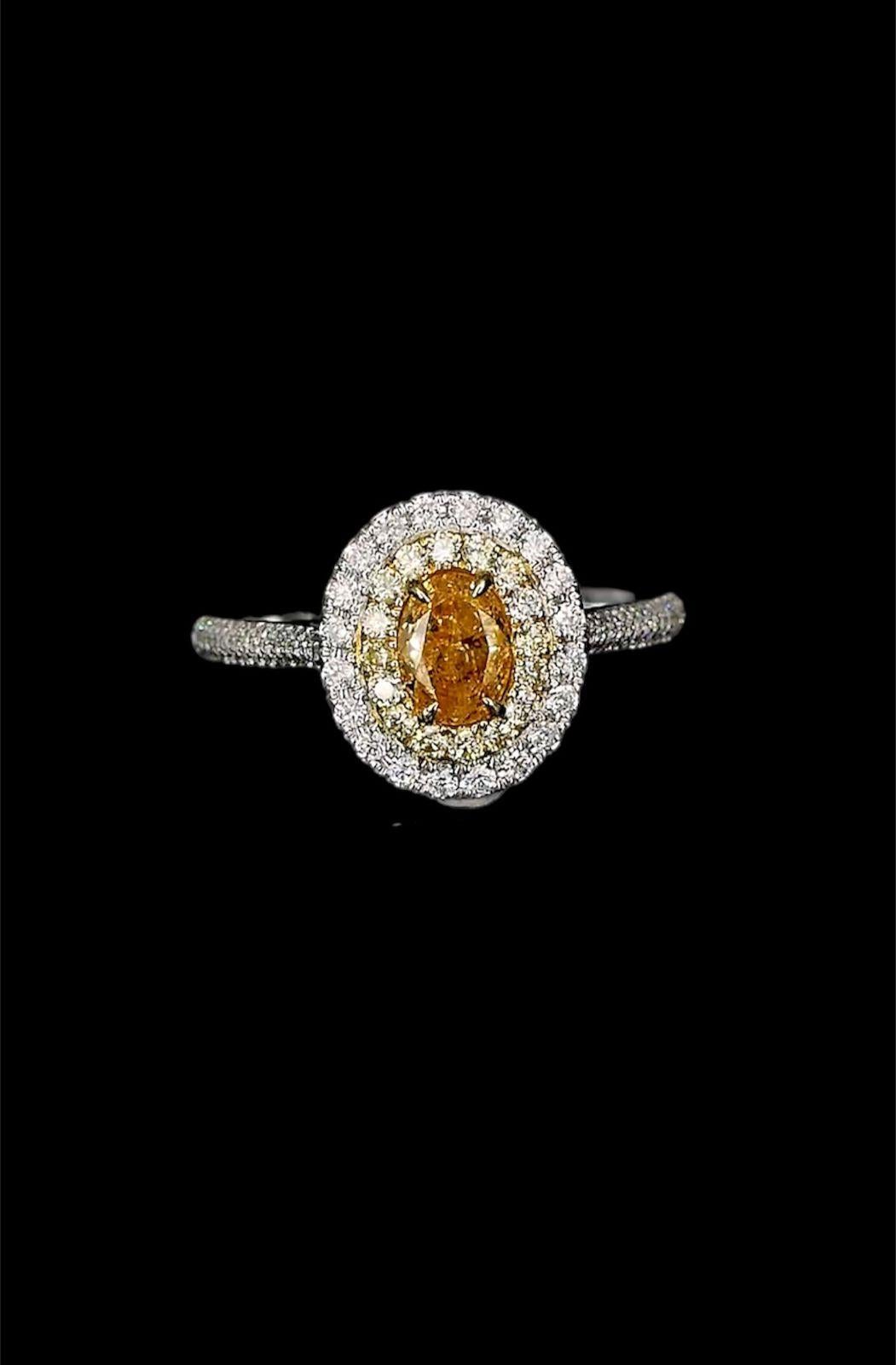 AGL Certified 0.44 Carat Fancy Yellow Diamond Ring SI Clarity For Sale 5