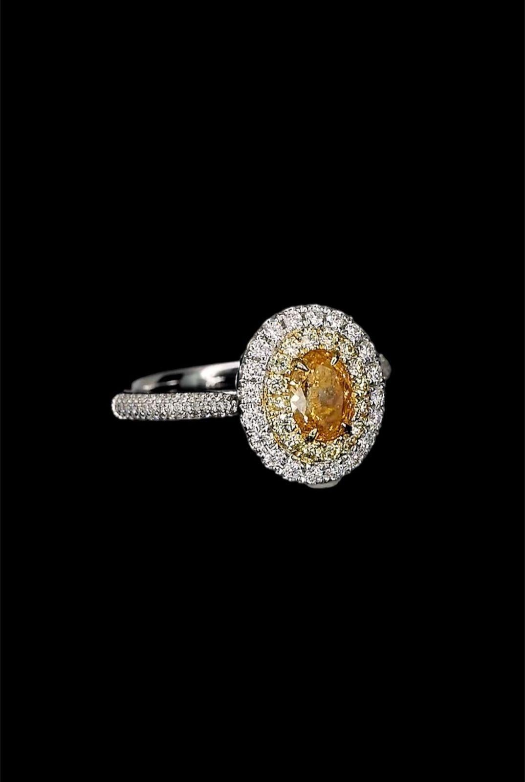 Bague fantaisie en diamant jaune 0.44 carat certifié AGL, pureté SI en vente 6