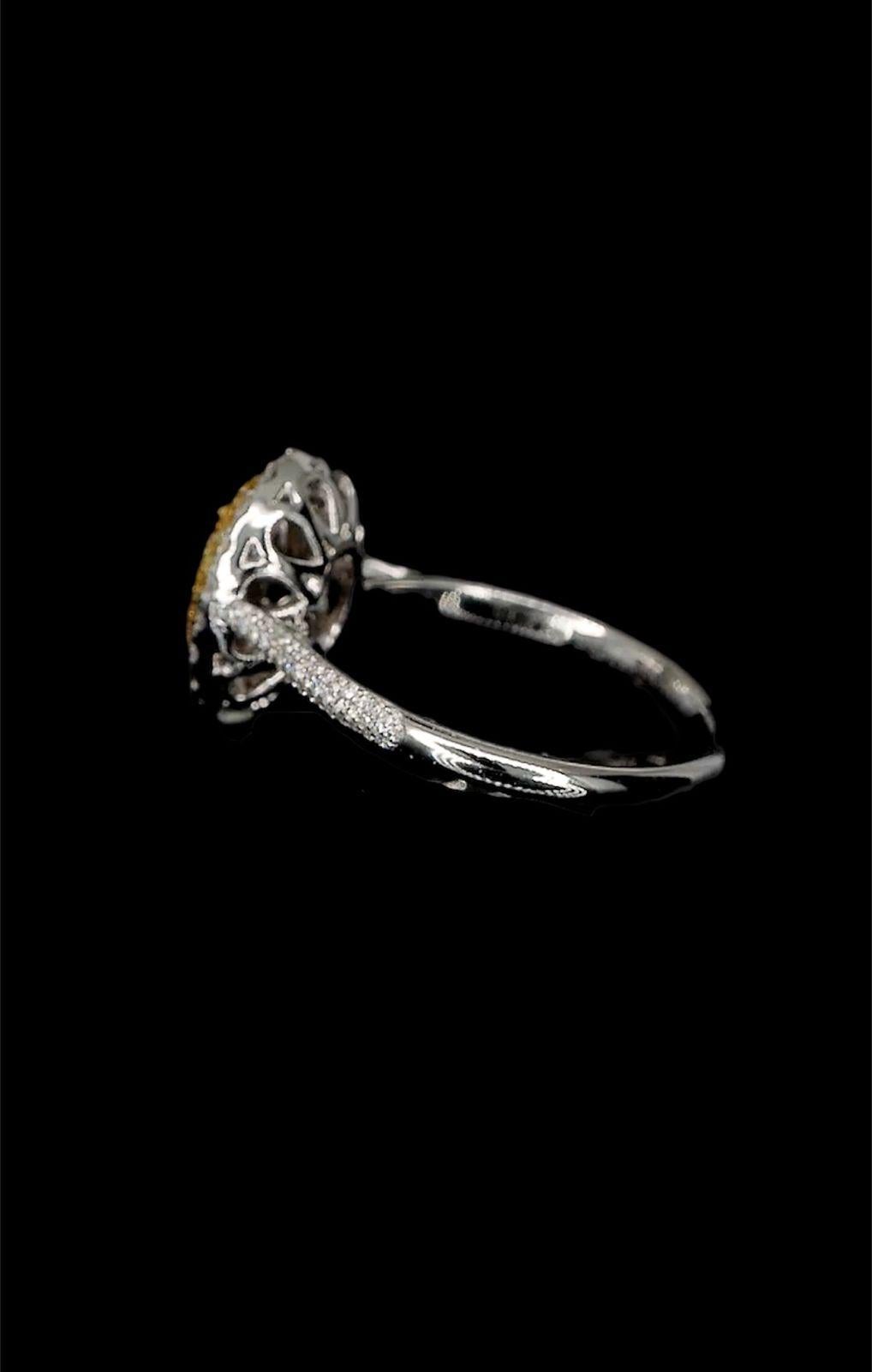 AGL Certified 0.44 Carat Fancy Yellow Diamond Ring SI Clarity For Sale 1