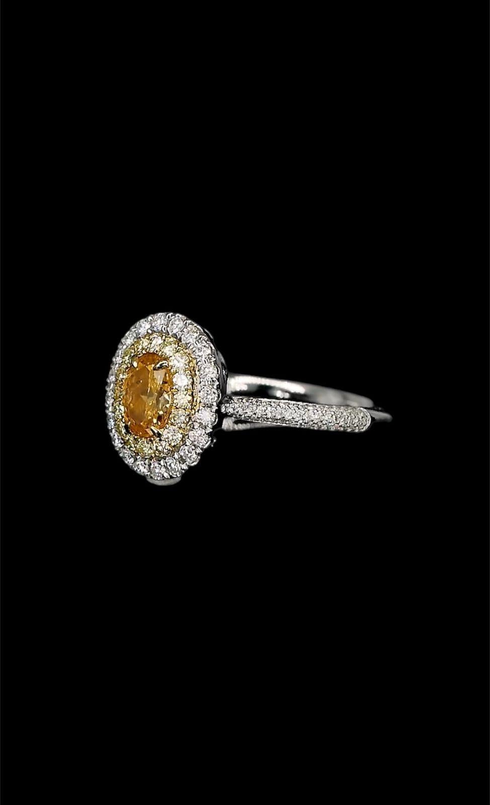 AGL Certified 0.44 Carat Fancy Yellow Diamond Ring SI Clarity For Sale 3