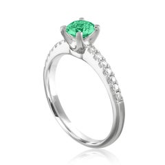 AGL Certified 0.46 Carat Emerald Diamond Gold Ring