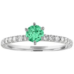 AGL Certified 0.46 Carat Emerald Diamond Gold Ring