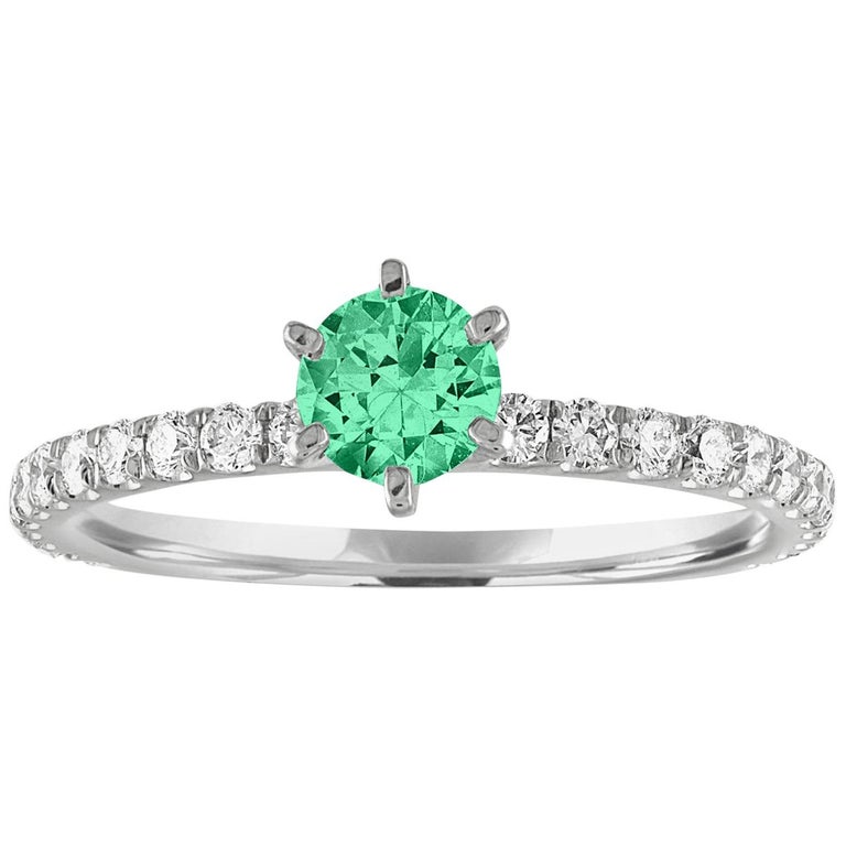 AGL Certified 0.46 Carat Emerald Diamond Gold Ring For Sale at 1stDibs