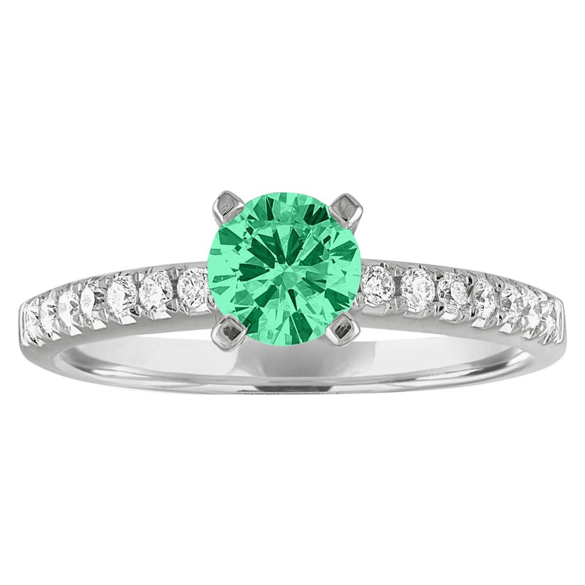 AGL Certified 0.46 Carat Emerald Diamond Gold Ring For Sale