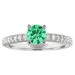 AGL Certified 0.46 Carat Emerald Diamond Gold Ring