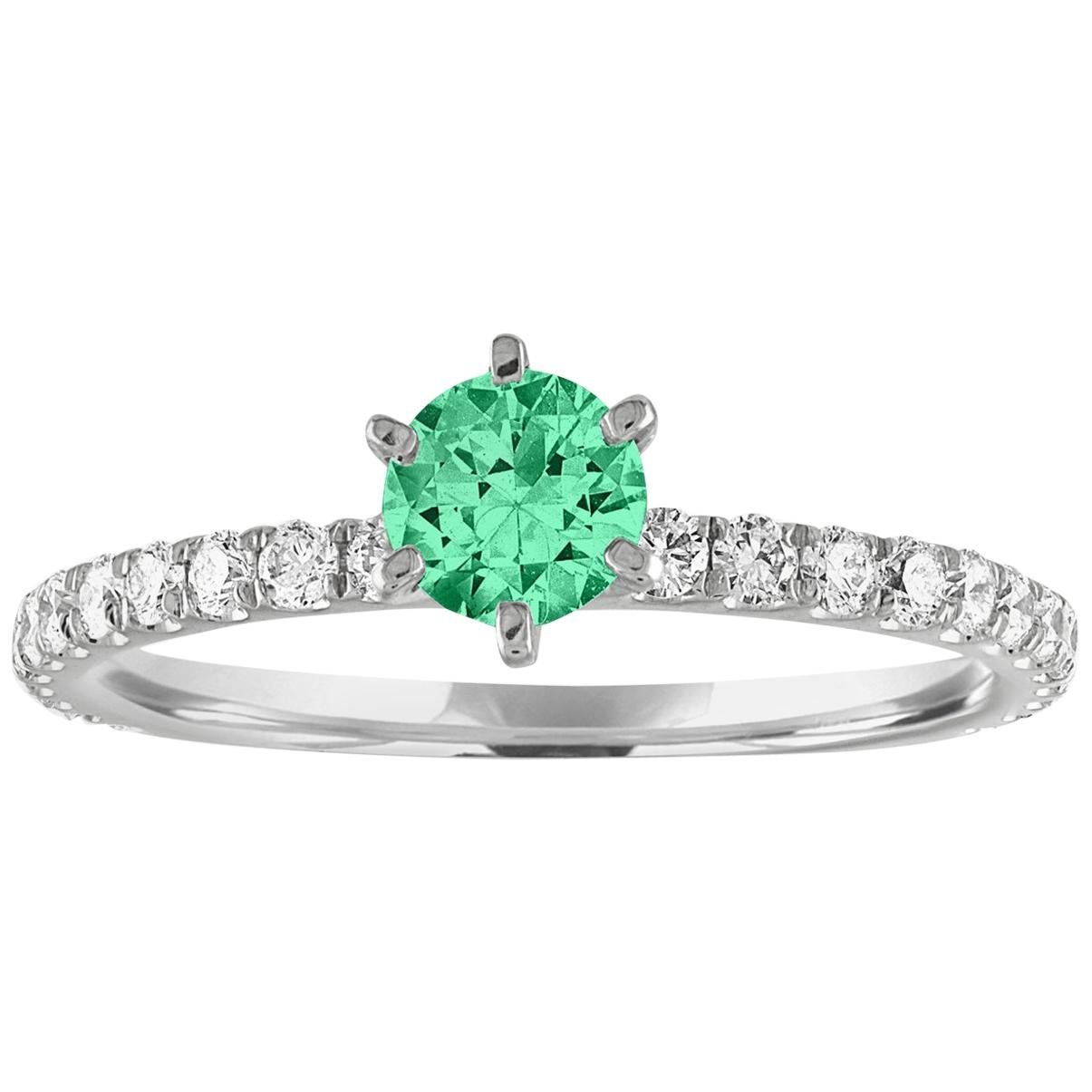 AGL Certified 0.46 Carat Emerald Diamond Gold Ring For Sale