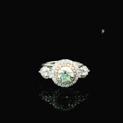 Bague avec diamant vert fantaisie certifié AGL de 0.46 carat de pureté SI