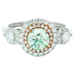 AGL Certified 0.46 Carat Fancy Green SI Clarity Diamond Ring