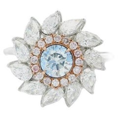 AGL Certified 0.47 Carat Fancy Blue SI1 Clarity Diamond Ring