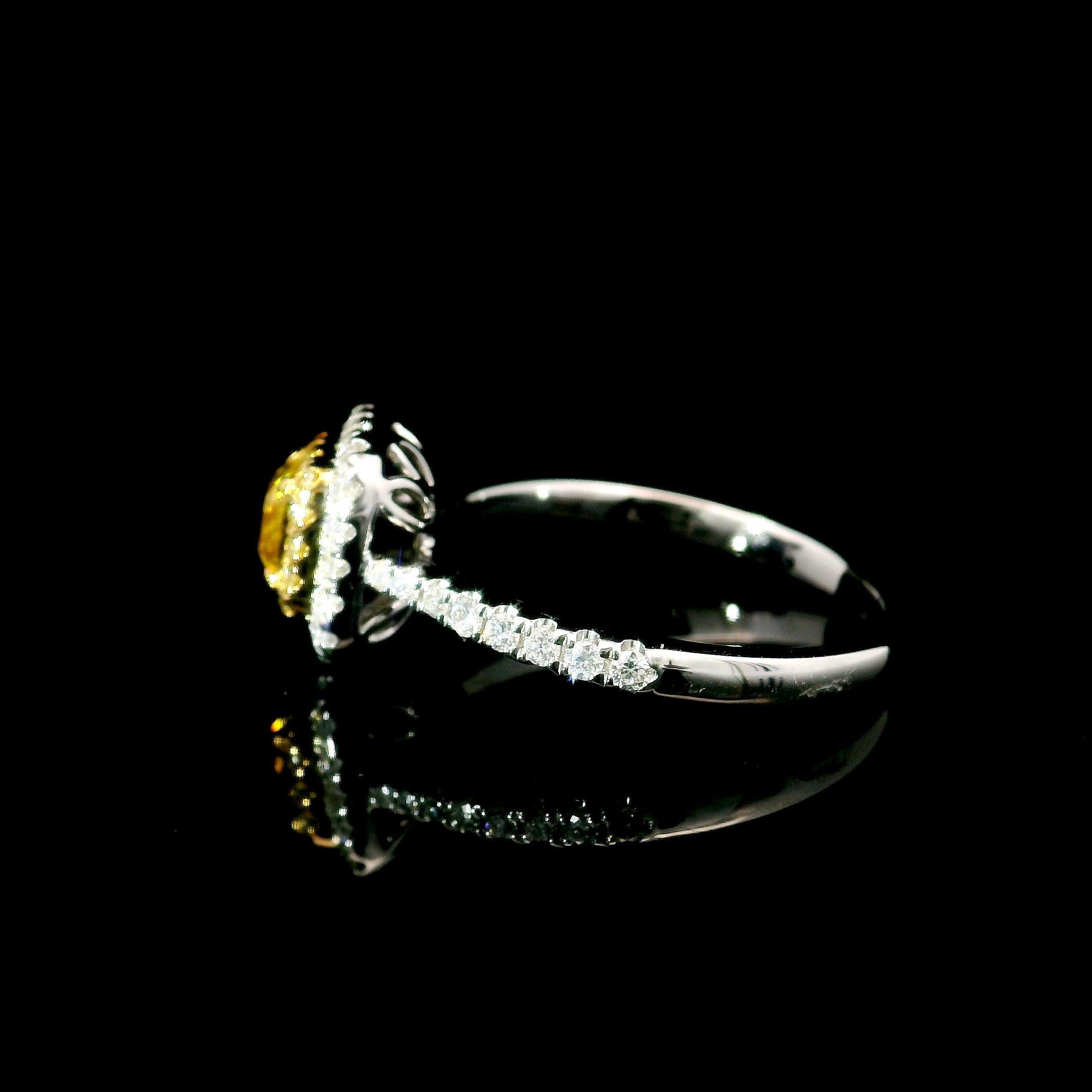 AGL Certified 0.51 Carat Fancy Intense Yellow VS Clarity Diamond Ring For Sale 1