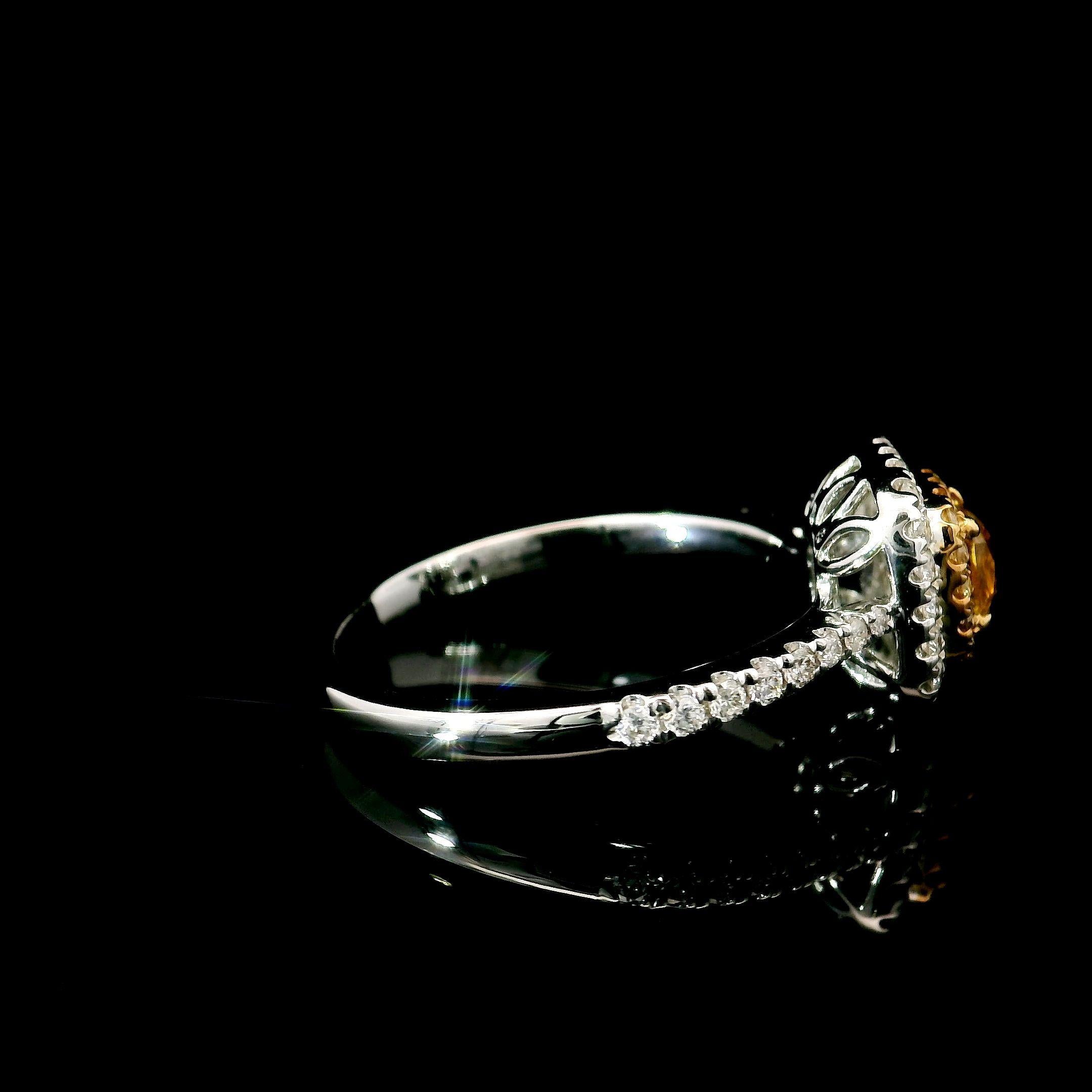 AGL Certified 0.51 Carat Fancy Intense Yellow VS Clarity Diamond Ring For Sale 2