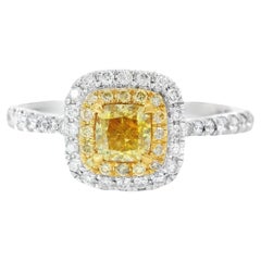 AGL Certified 0.51 Carat Fancy Intense Yellow VS Clarity Diamond Ring