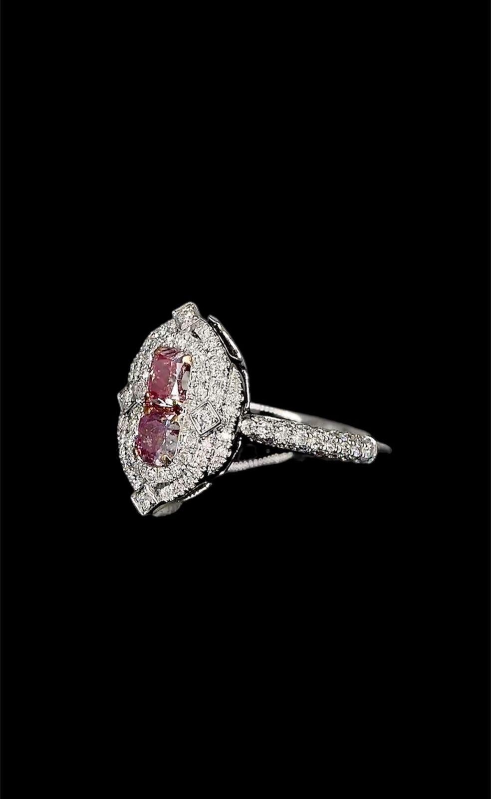 AGL Certified 0.51 Carat Fancy Pink Diamond Cocktail Ring SI Clarity For Sale 4