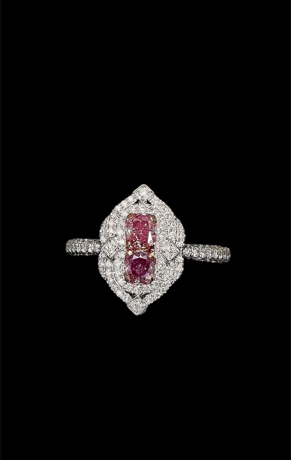 AGL Certified 0.51 Carat Fancy Pink Diamond Cocktail Ring SI Clarity For Sale 5