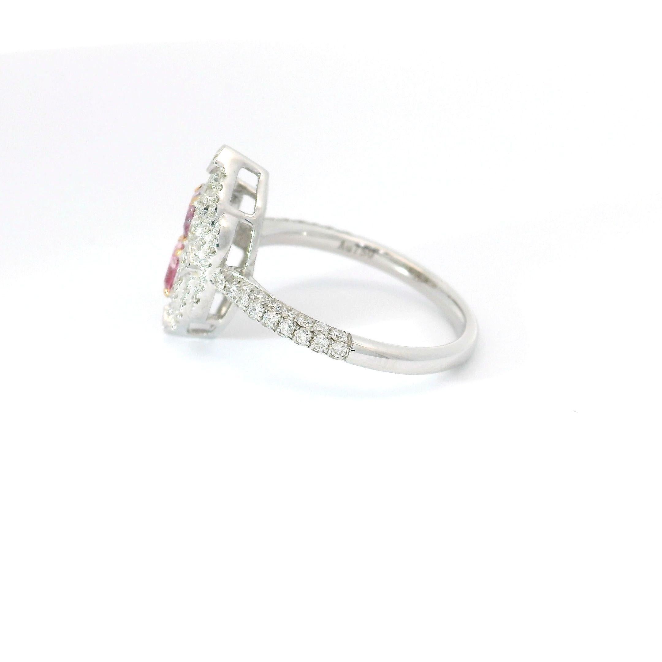 da uomo o donna Anello con diamante certificato AGL da 0,51 carati Fancy Pink SI Clarity in vendita