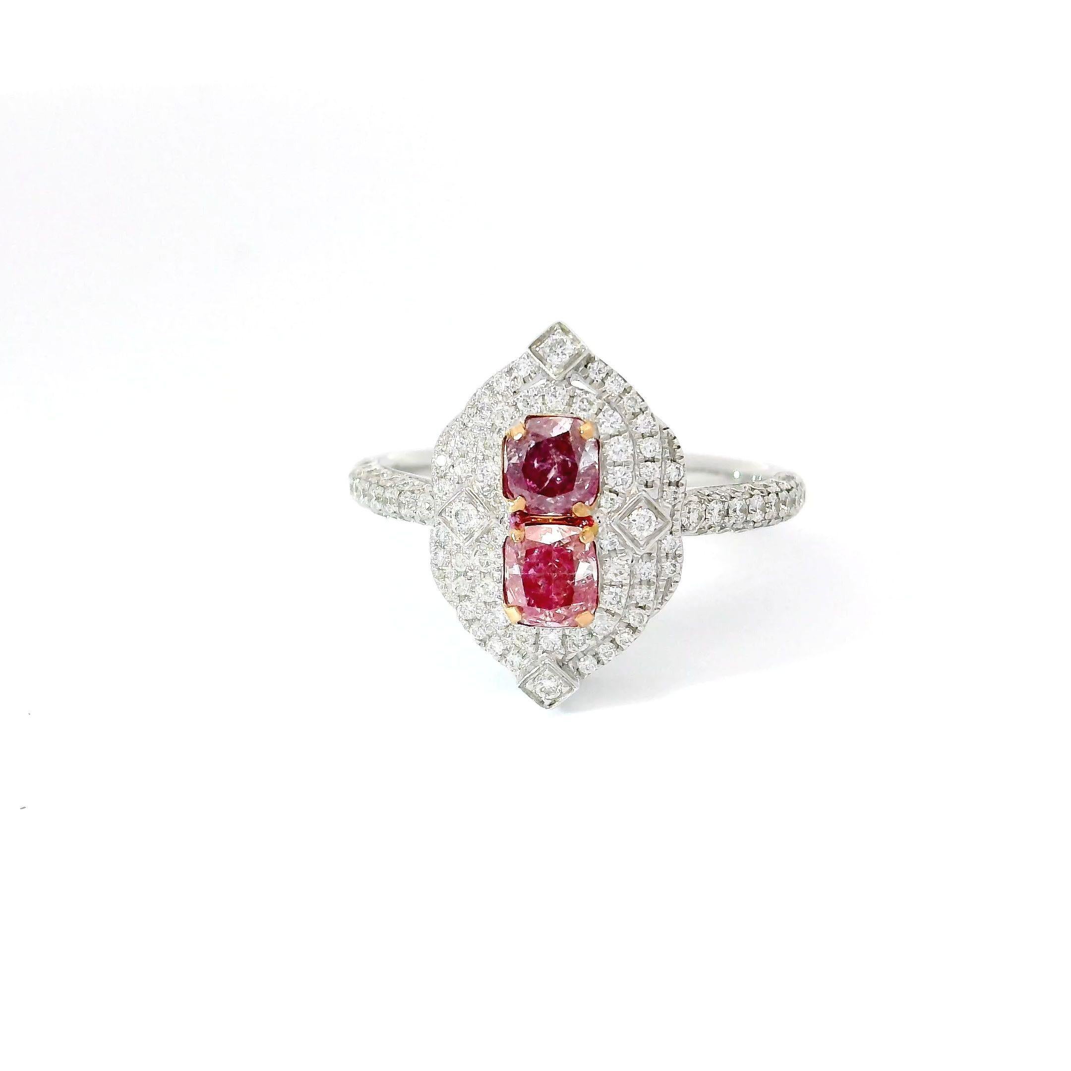 Anello con diamante certificato AGL da 0,51 carati Fancy Pink SI Clarity in vendita 2