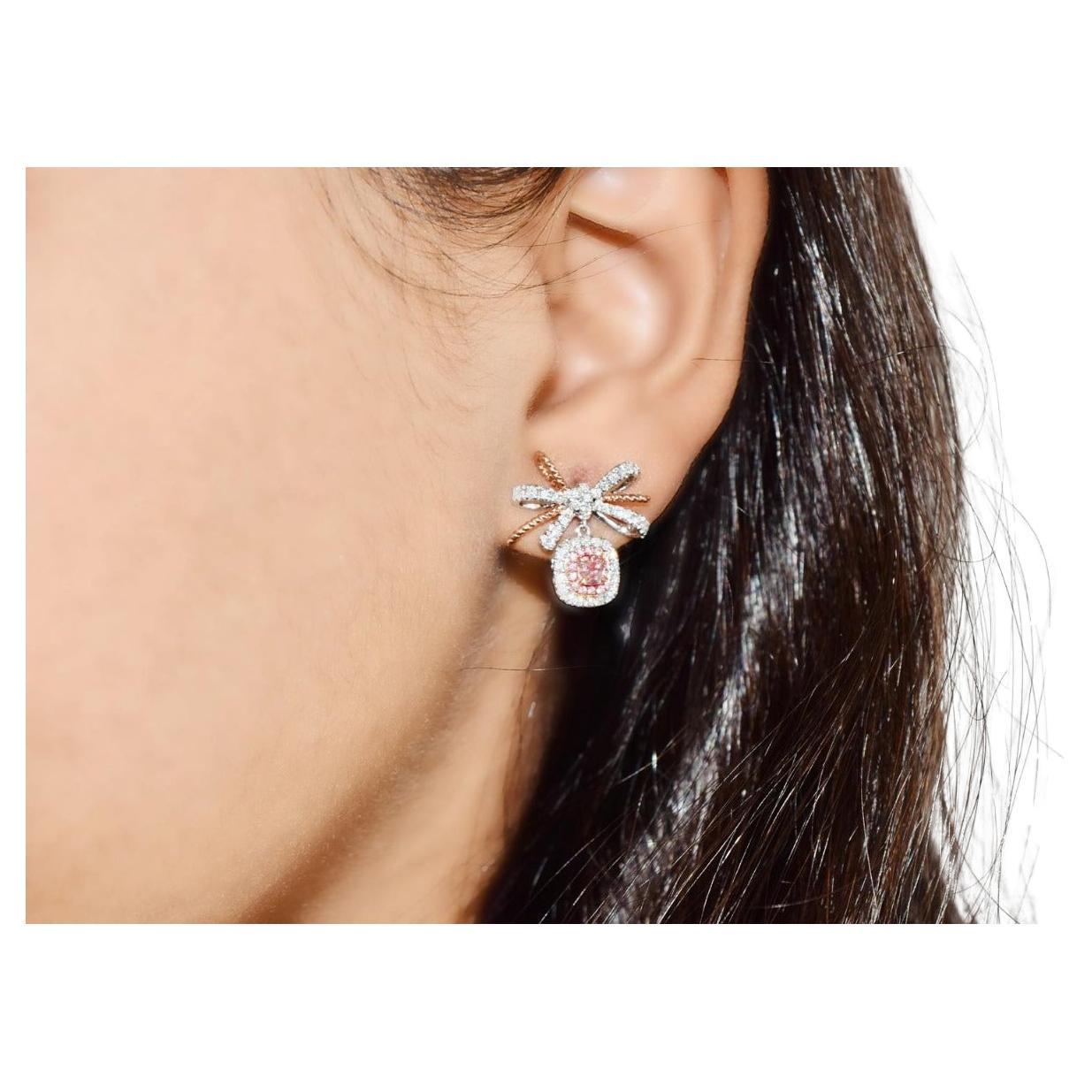 AGL Certified 0.521 Carat Fancy Light Pink VS Clarity Diamond Earrings