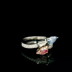 AGL-zertifizierter Diamantring mit 0,60 / 0,74 Karat, Farbe „Fancy Blue“ / „Fancy Pink“, Reinheit „VS“