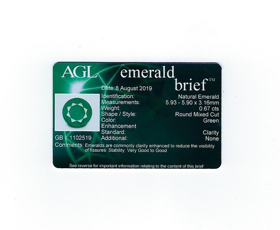 AGL-zertifizierter 0.67 Karat Smaragd-Diamant-Goldring im Angebot 4