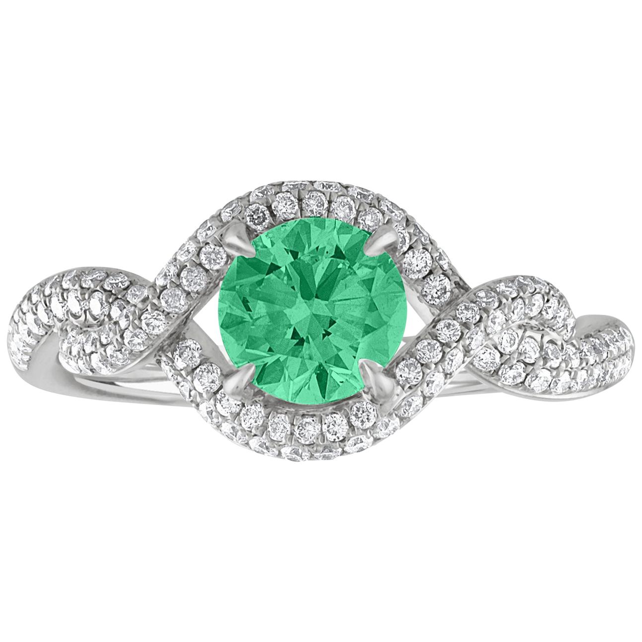 AGL Certified 0.67 Carat Emerald Diamond Gold Ring For Sale