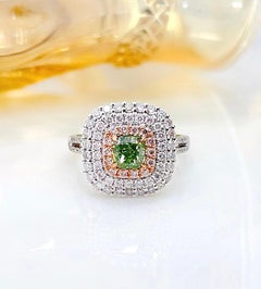 Bague/pendentif en diamant vert certifié AGL de 0,71 CT