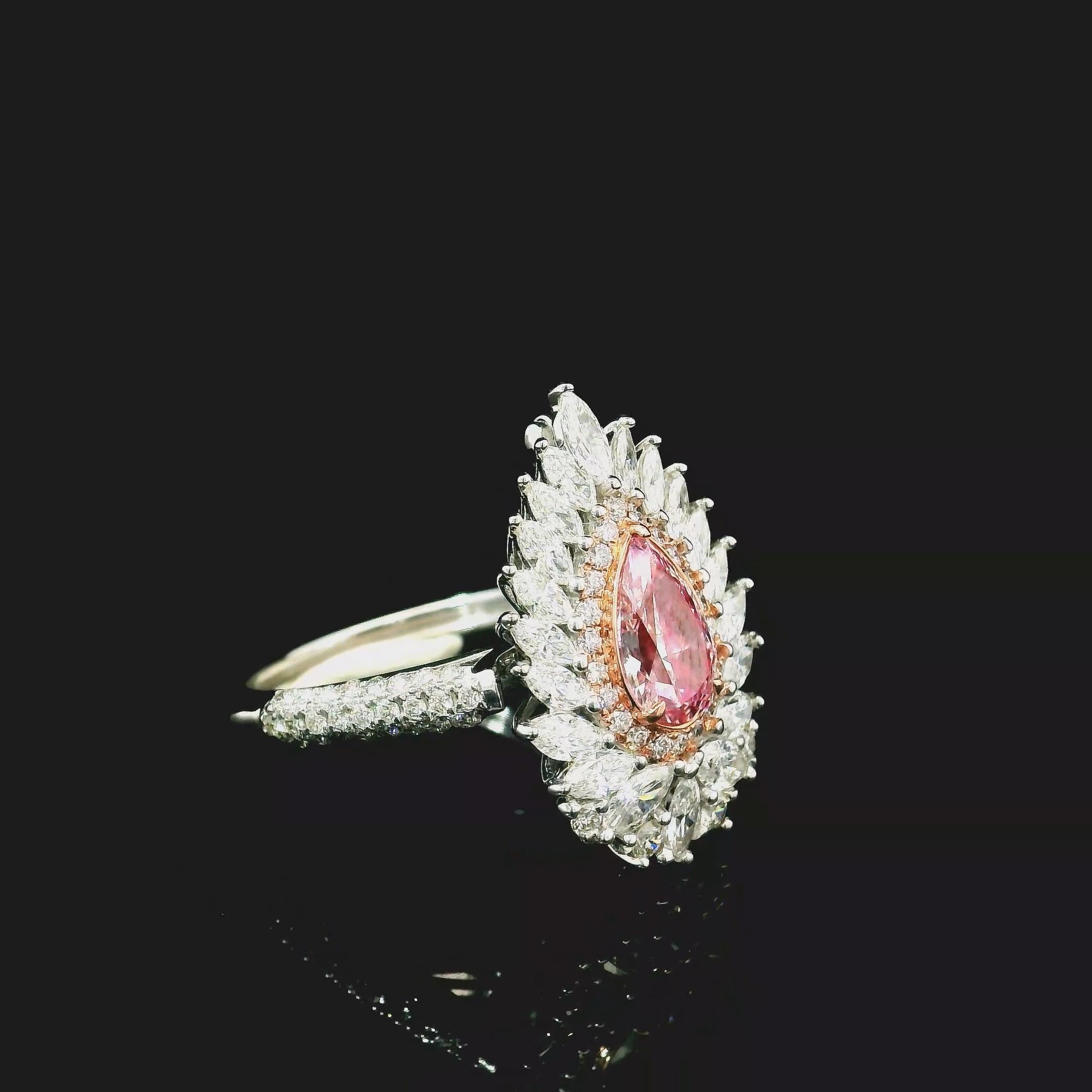 GIA-zertifizierter 0,76 Karat hellrosa-brauner Diamantring mit VVS1 Reinheit im Zustand „Neu“ im Angebot in บางรัก, TH