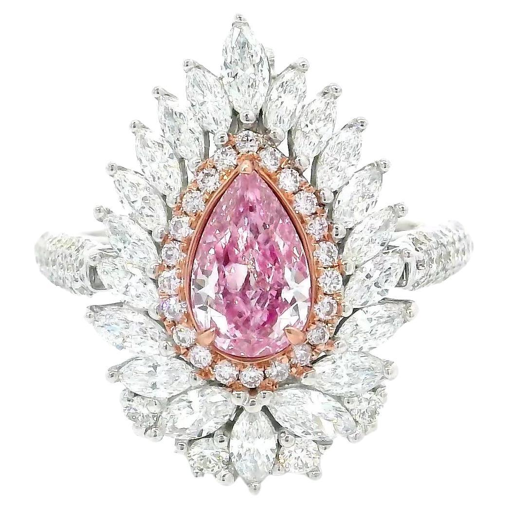 GIA-zertifizierter 0,76 Karat hellrosa-brauner Diamantring mit VVS1 Reinheit im Angebot