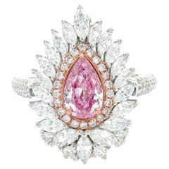 GIA-zertifizierter 0,76 Karat hellrosa-brauner Diamantring mit VVS1 Reinheit