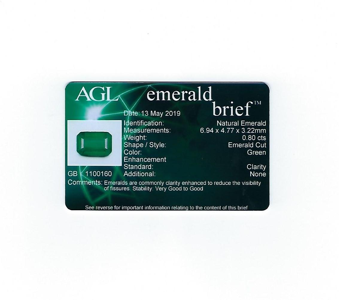AGL-zertifizierter 0.80 Karat Smaragd-Diamant-Goldring im Angebot 5