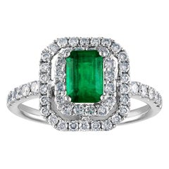 Bague en or avec diamants et émeraude de 0.80 carat certifiée AGL