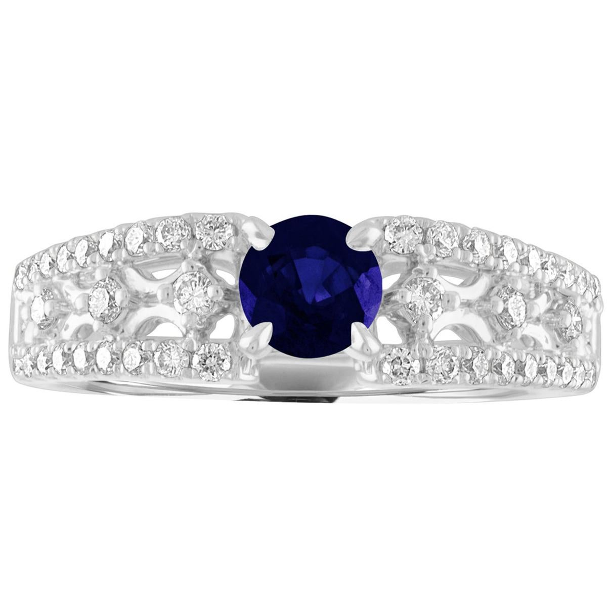 AGL Certified 0.80 Carat Sapphire Diamond Gold Ring For Sale