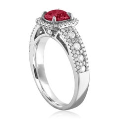 AGL Certified 0.87 Carat Round Ruby Diamond Gold Ring