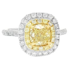 Anello con diamante certificato AGL da 0.92 carati, di colore giallo scuro e purezza VS