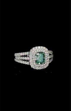 AGL Certified 1.00 Carat Fancy Green Diamond Ring SI Clarity