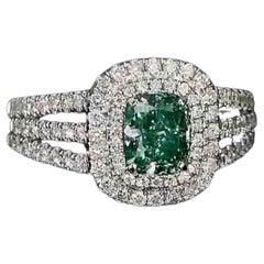 AGL Certified 1.00 Carat Fancy Green Diamond Ring SI Clarity