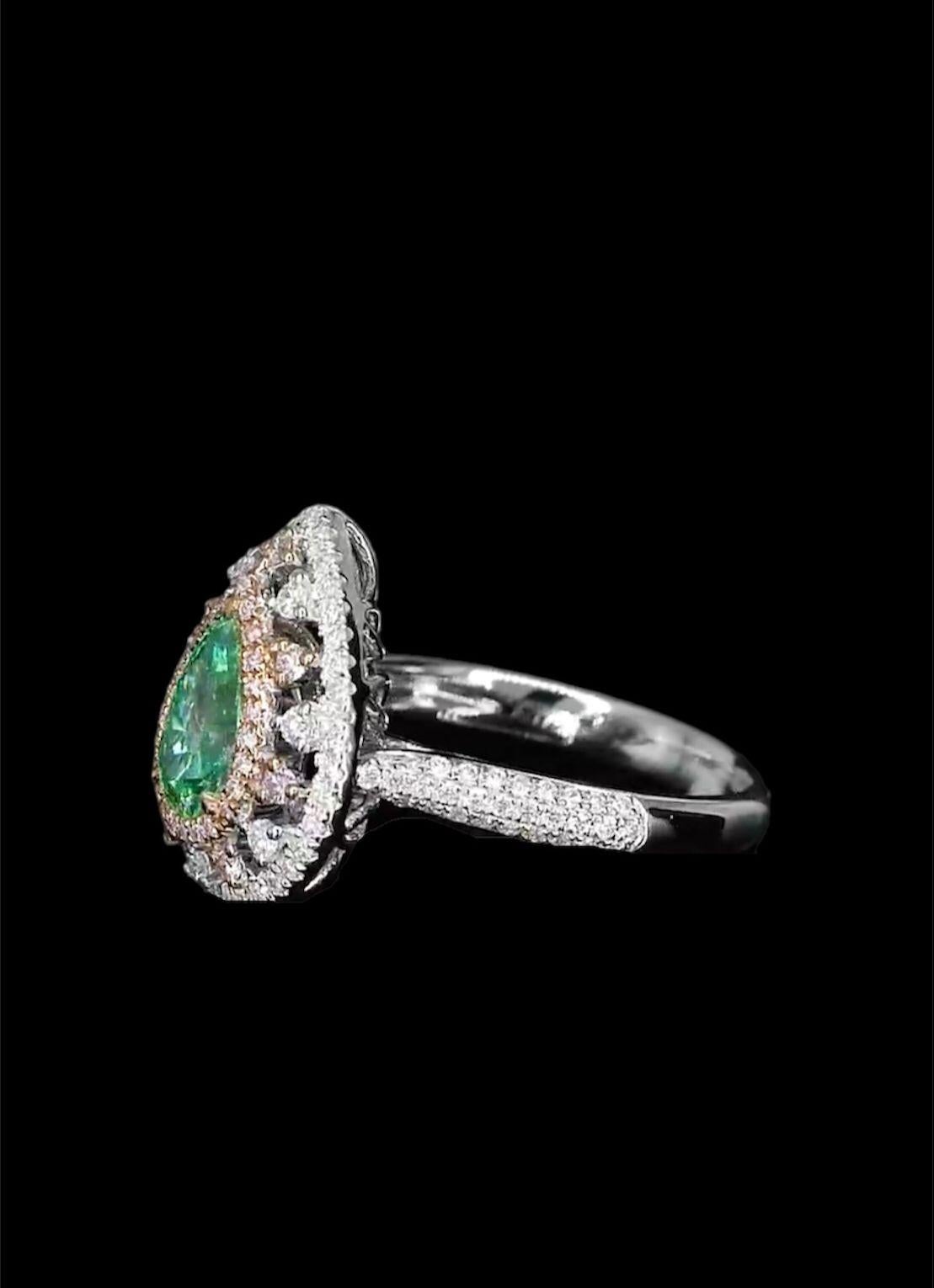 AGL Certified 1.00 Carat Fancy Green Diamond Ring VS Clarity For Sale 7