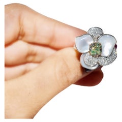 AGL Certified 1.00 Carat Fancy Green Diamond Ring VS Clarity