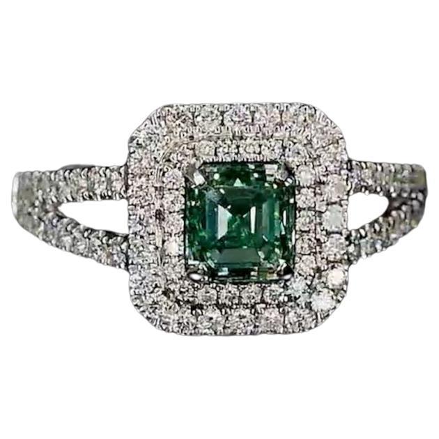 AGL Certified 1.00 Carat Fancy Green Diamond Ring VS Clarity For Sale