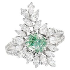AGL Certified 1.00 Carat Fancy Green SI Clarity Diamond Ring