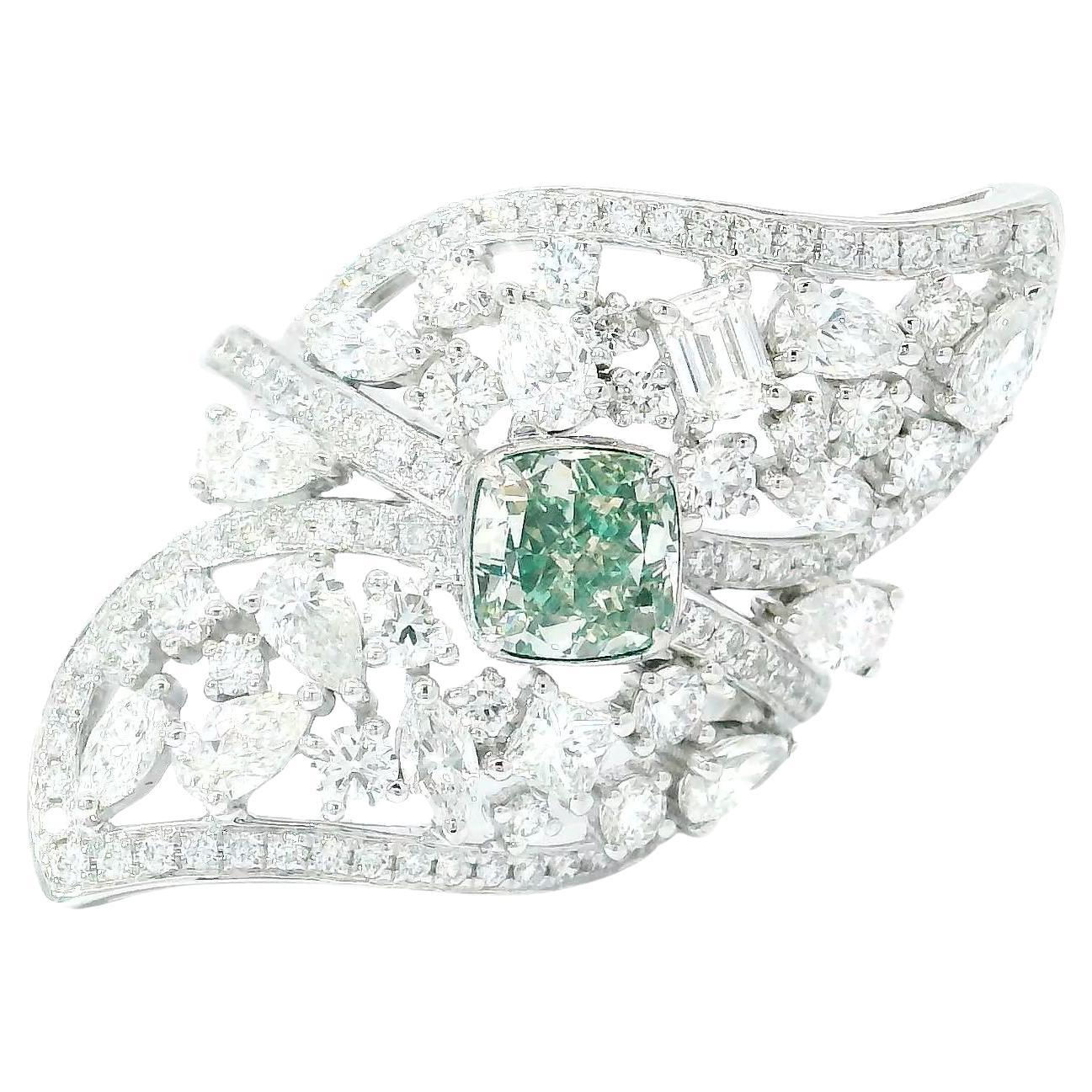 AGL Certified 1.00 Carat Fancy Green VS Clarity Diamond Ring