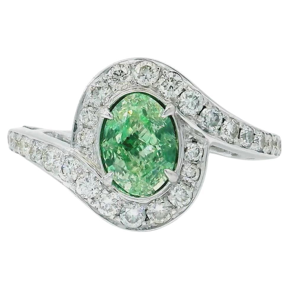 Anillo de diamantes verde fantasía de 1,00 quilates y claridad VS1 con certificación AGL