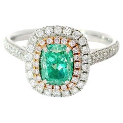 AGL Certified 1.00 Carat Fancy Intense Green SI Clarity Diamond Ring