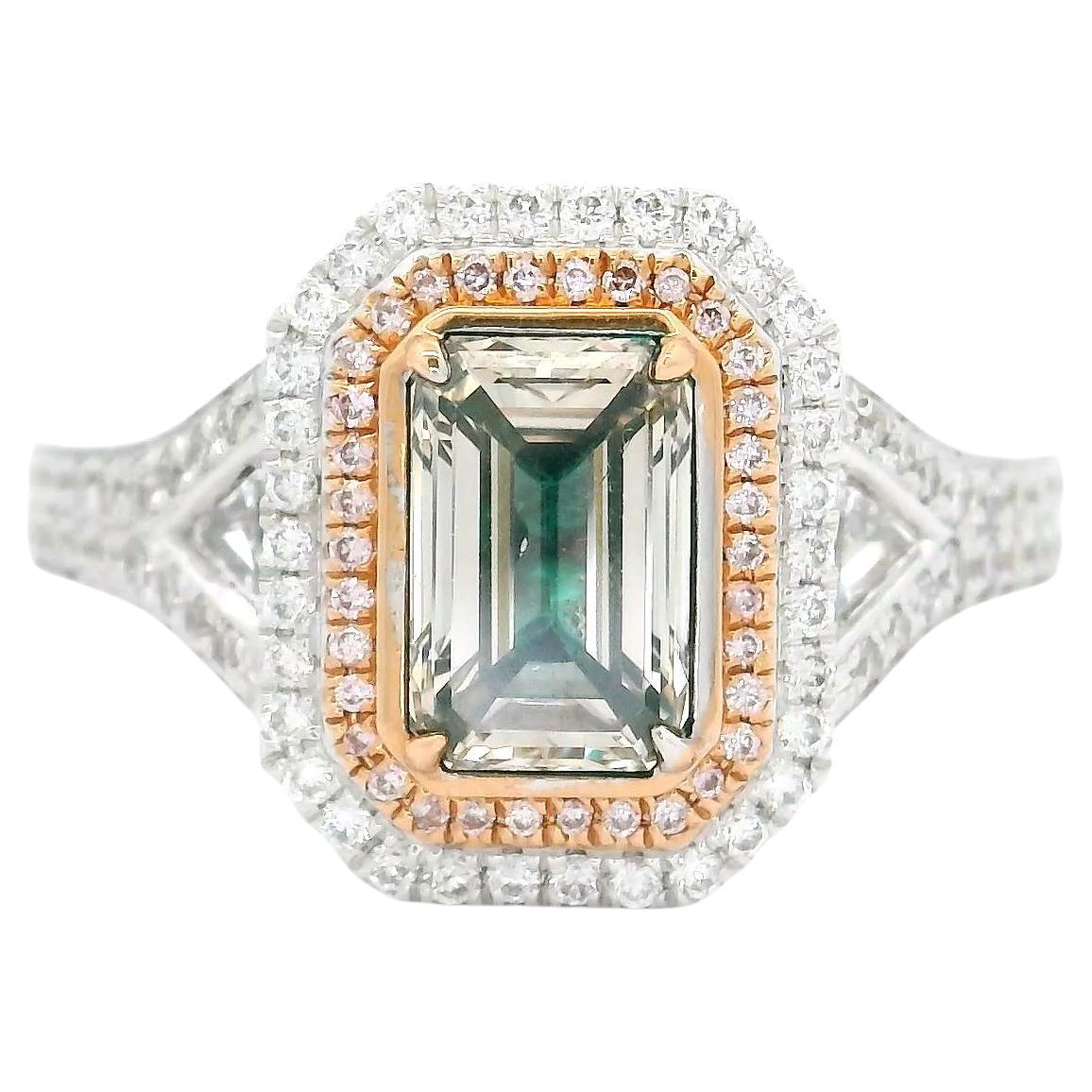 AGL Certified 1.00 Carat Fancy Light Green VS Clarity Diamond Ring