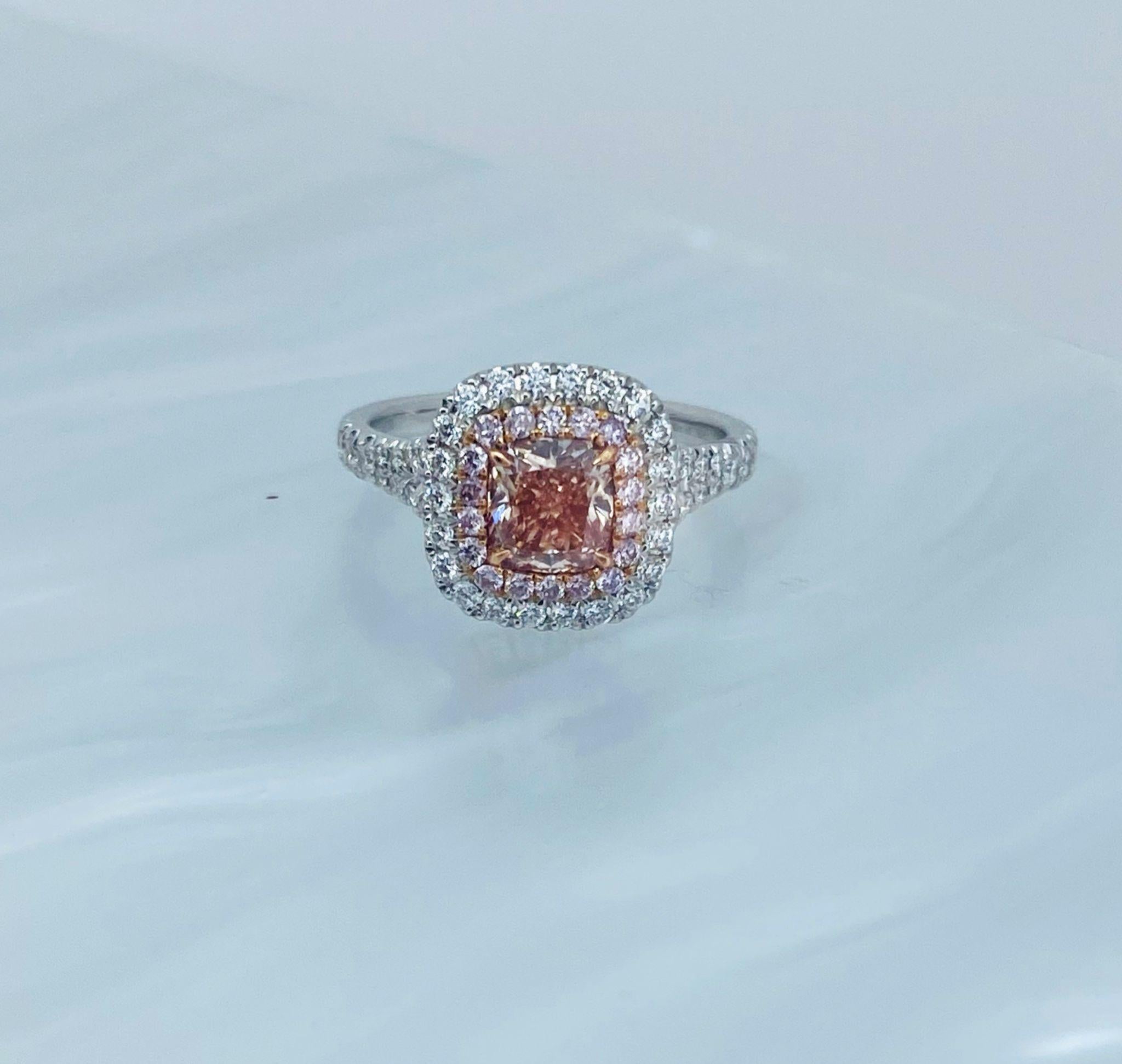 AGL Certified 1.00 Carat Fancy Pink Diamond Ring VS Clarity For Sale 1