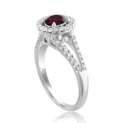 AGL Certified 1.00 Carat Round Ruby Diamond Gold Ring