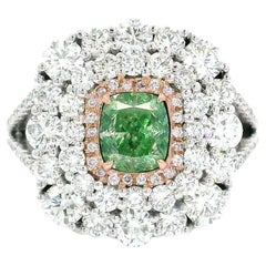AGL-zertifizierter 1.01 Karat Fancy Grüner SI Reinheit Diamantring mit Reinheit